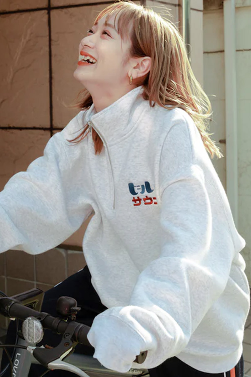 One Drop(ワンドロップ) ふくだ ビールとサウナ®刺繍half zipsweat ASH