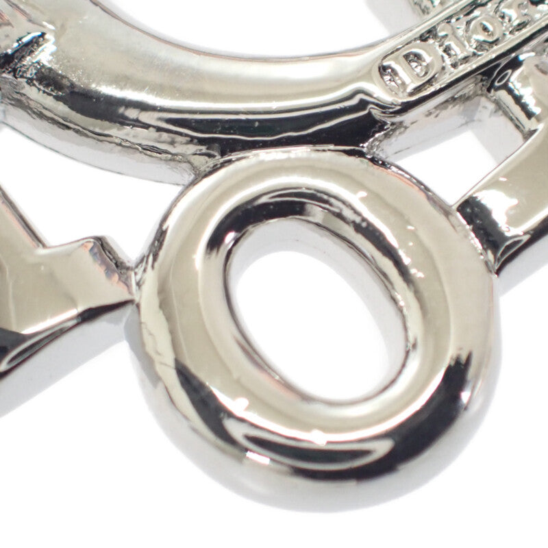 ディオール Dior ロゴ ブローチ メタル ラインストーン シルバー