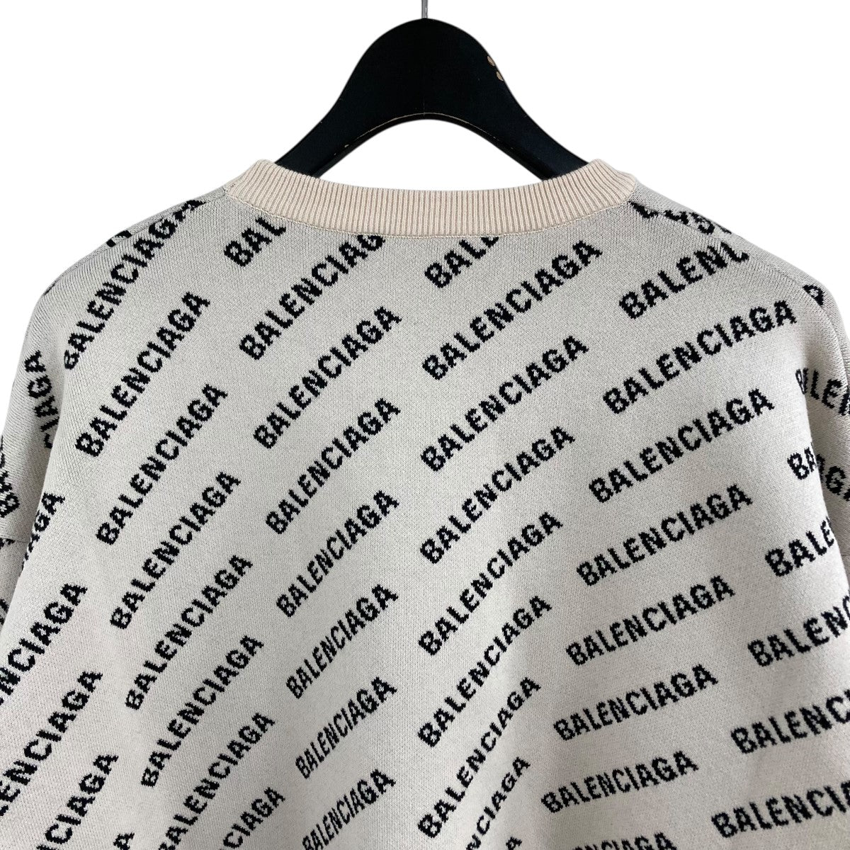 BALENCIAGA(バレンシアガ) ロゴ総柄ニット 702952 ベージュ サイズ S