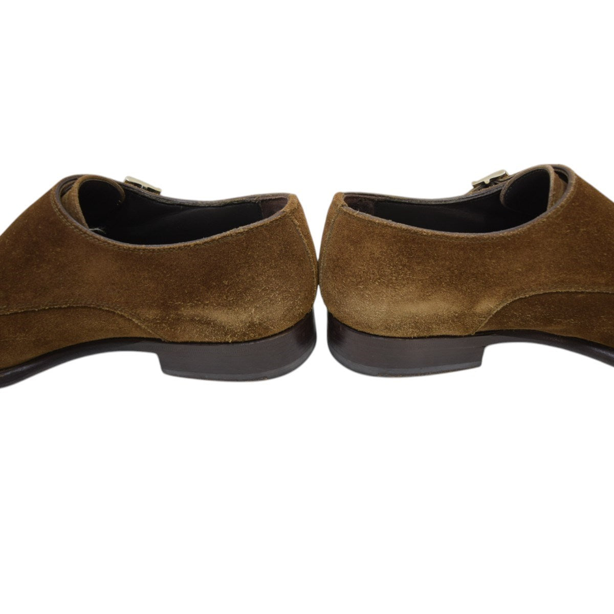 Santoni×BEAMS F スエードダブルモンクストラップシューズ ブラウン