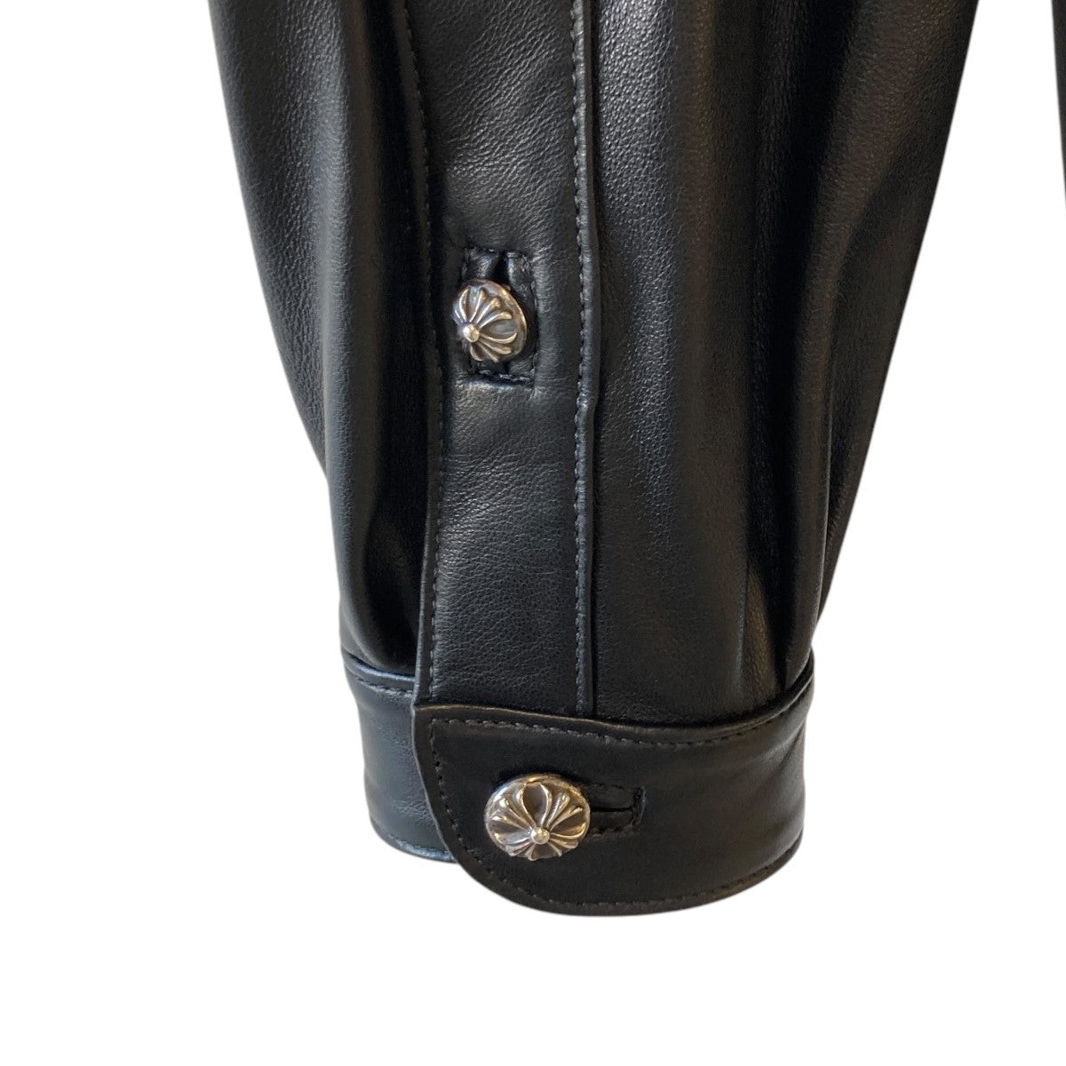 CHROME HEARTS(クロムハーツ) クロスボタンレザーシャツ ブラック