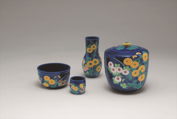 楽天市場】皆具 紺紫交趾 菊唐草 谷口菁嵐作（桐箱） : 茶道具商 左座園