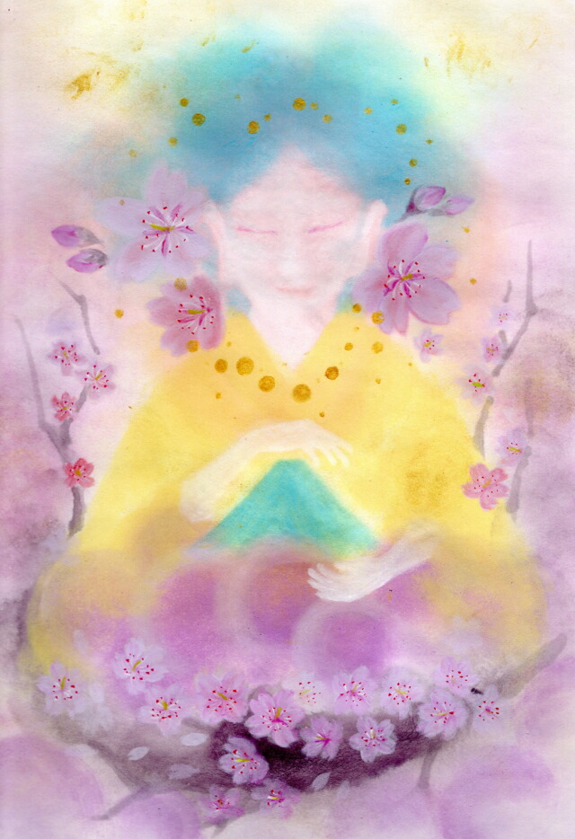 楽天市場】西なつめ しあわせ夢絵 桜の空にうさぎ跳ねる 開運アート