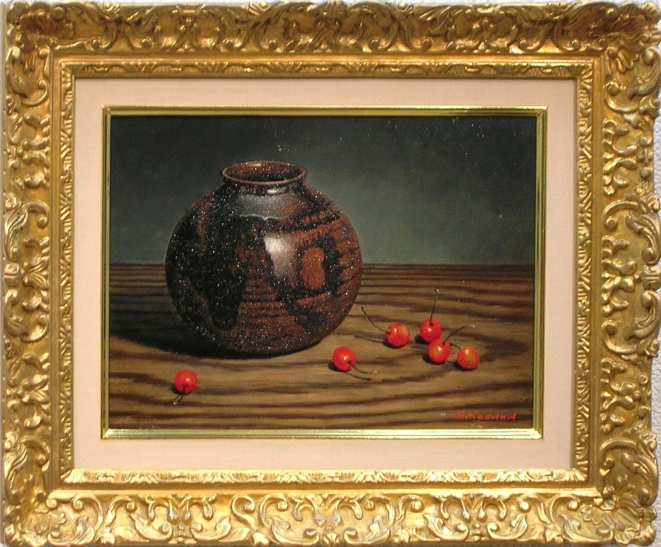 楽天市場】早坂 信 「花と三彩壺」 日本画4号 : 小野画廊