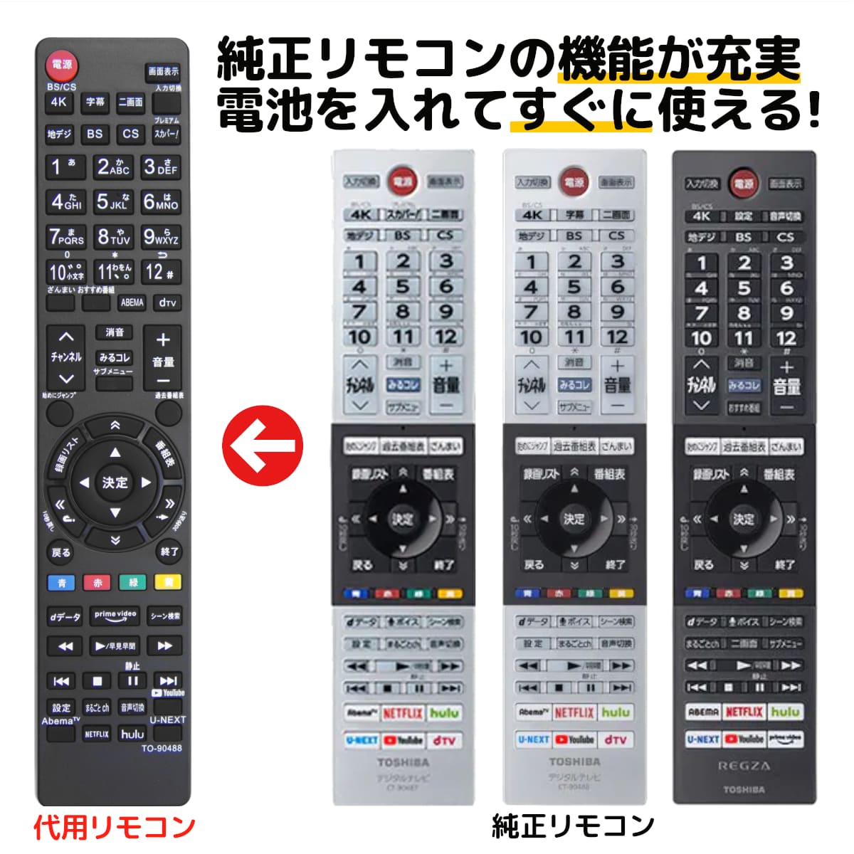 楽天市場】東芝 レグザ テレビ リモコン CT-90488 CT-90487 CT-90496