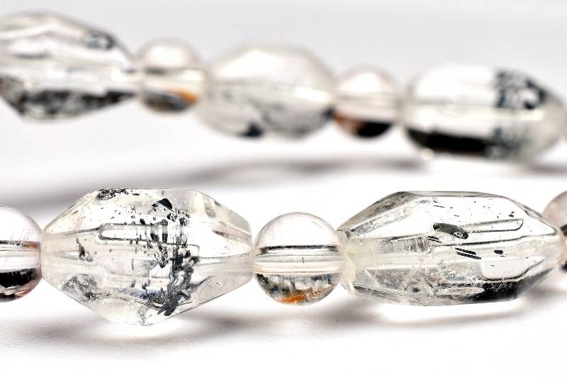 スティブナイトインクォーツ ビーズ 2 貫通穴あり スティブナイトイン