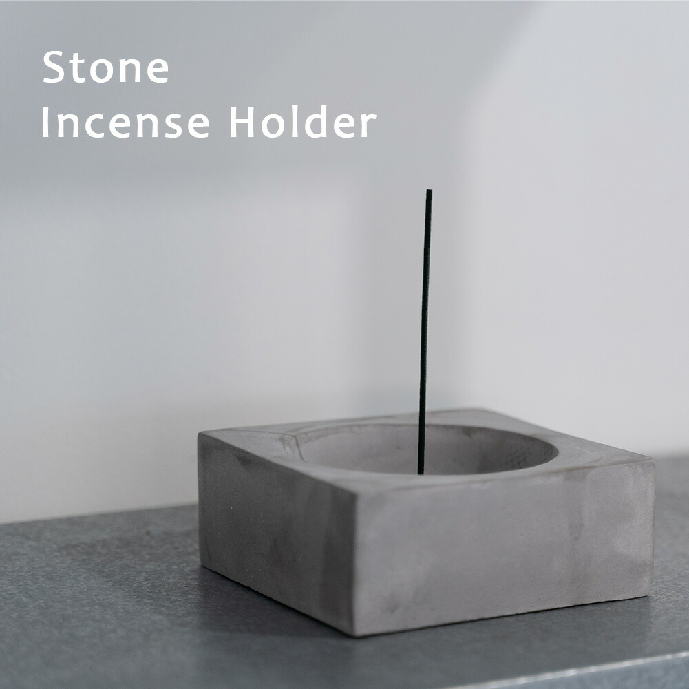 楽天市場】お香立て おしゃれ 石風 グレー セメント インセンス