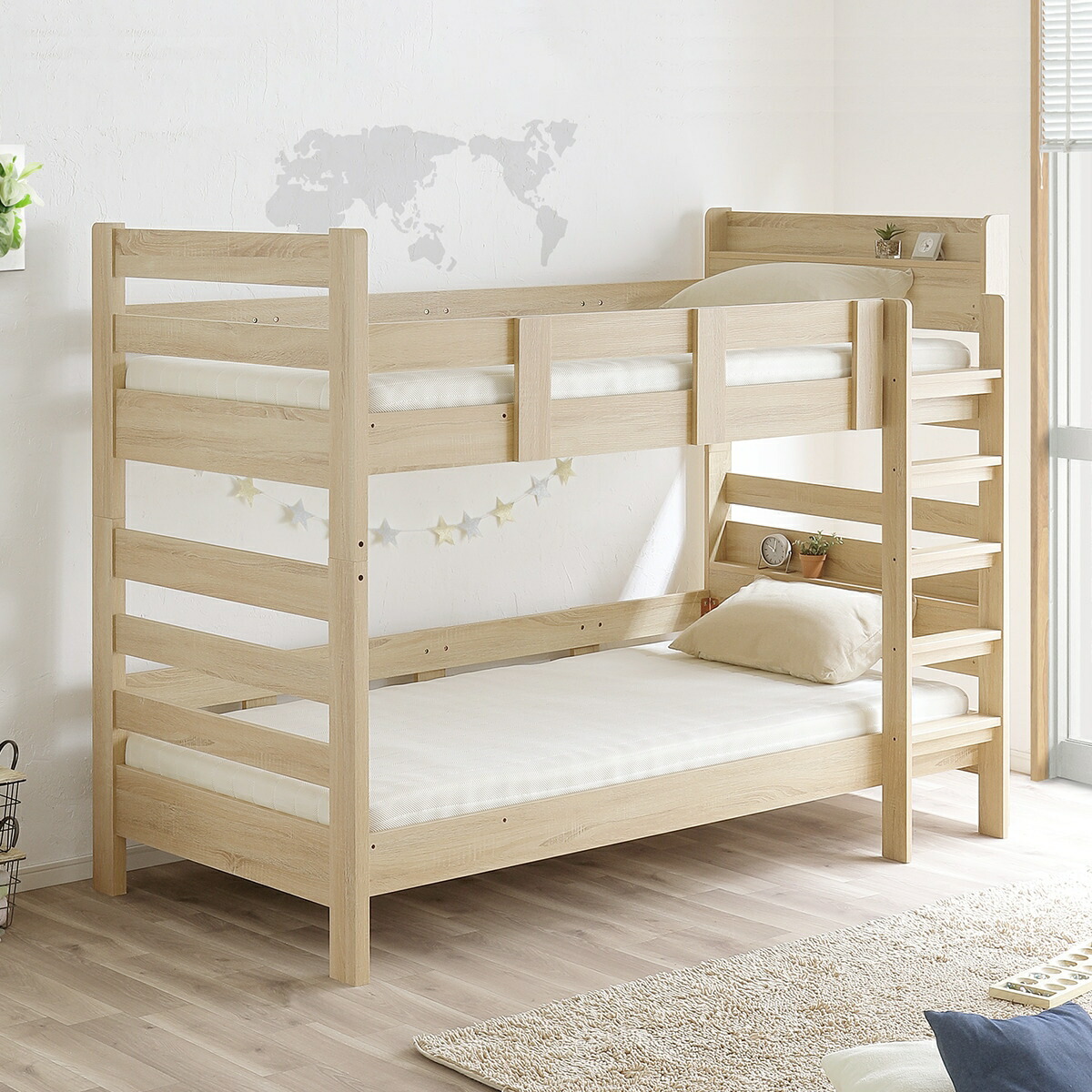 楽天市場】頑丈棚付き2段ベッドマットレスセット(リーゼ NA/RG02VB