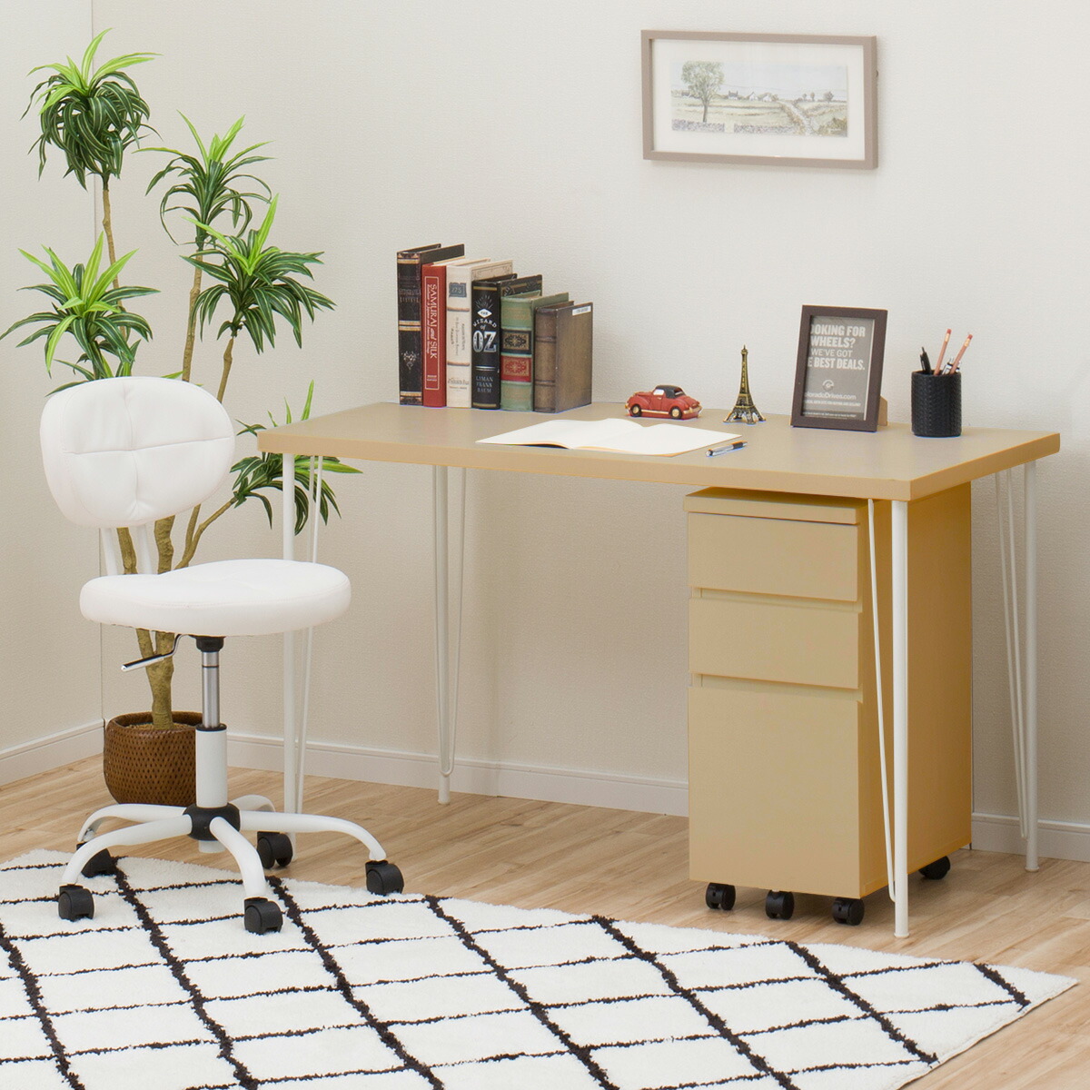 楽天市場】デスクプレフェセット (天板140MBR/ワイヤーレッグ69WH