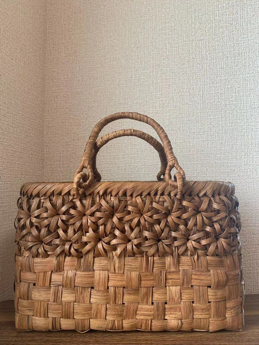 楽天市場】山葡萄 山葡萄かごバッグ 手作り カゴバッグ 内布付き 市松