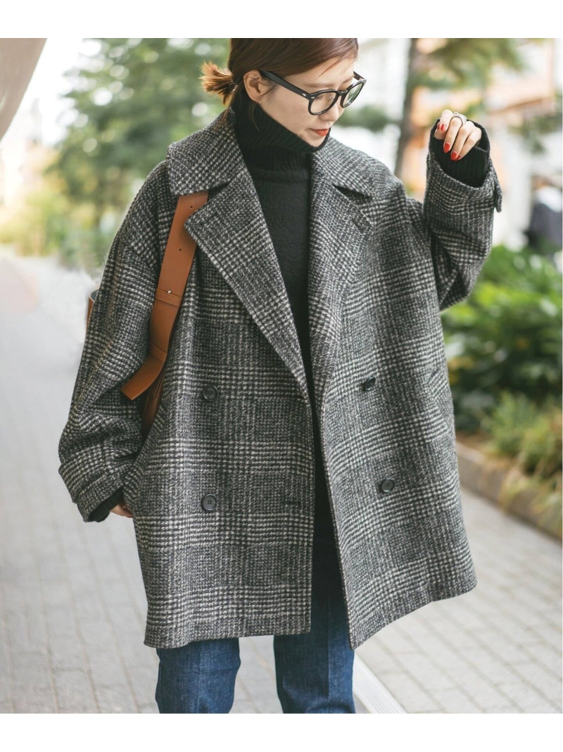 SALE／30%OFF】Wスライバーチェックハーフコート Spick & Span