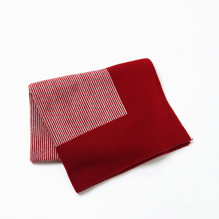 日本製】カシミヤ100% 額縁ストライプ ブランケット（120cm×76cm