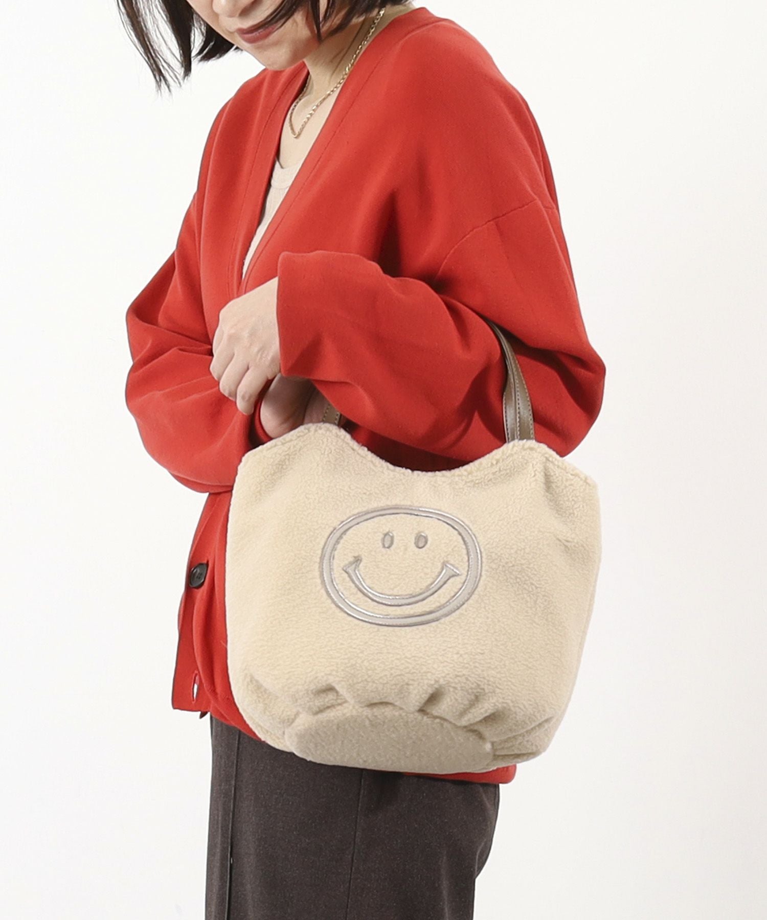 OUTLET SALE】クーコ COOCO SMILEY／ボアコロントートバッグ