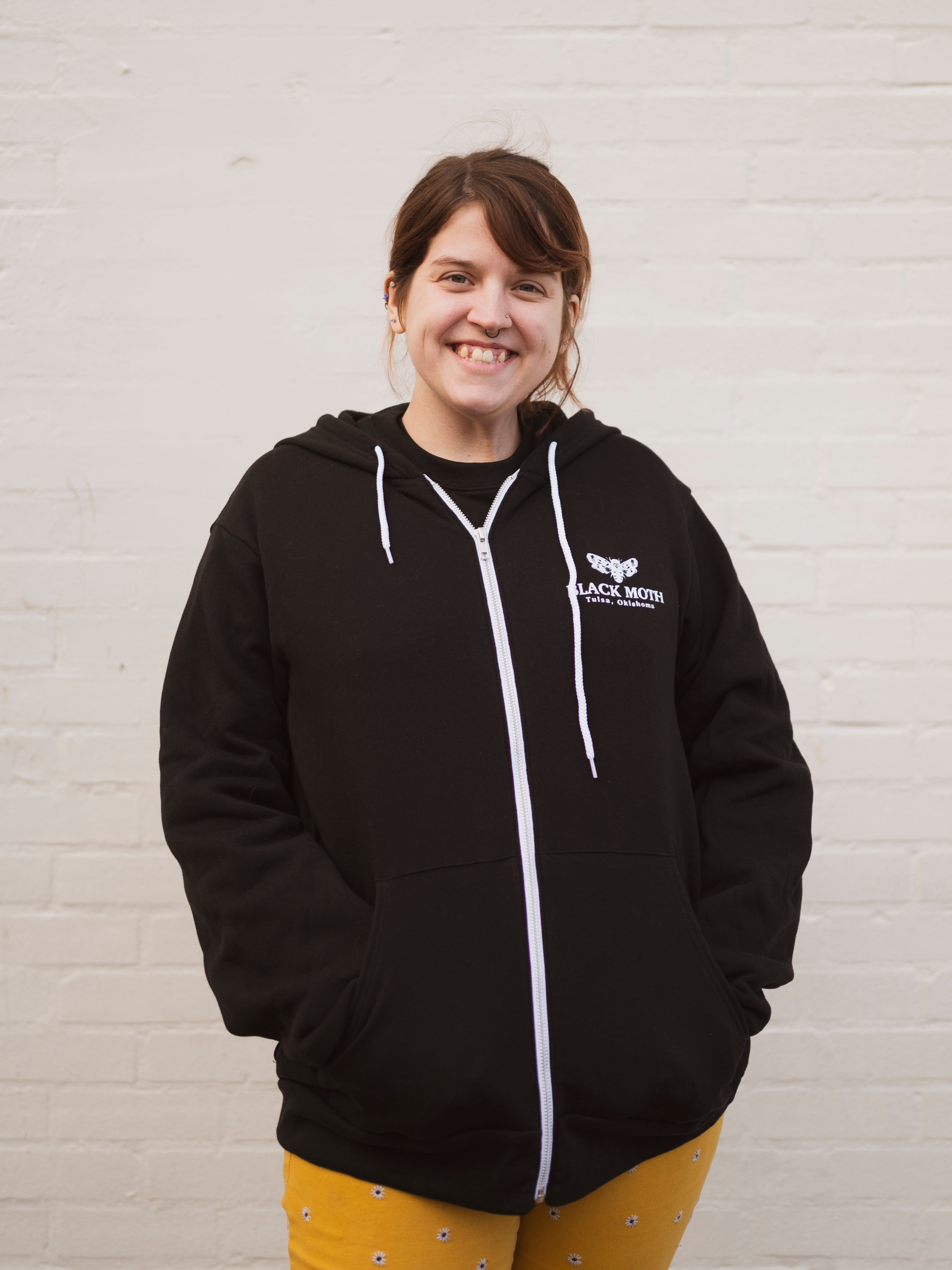 Zip-Up Black Moth Hoodie, CA18