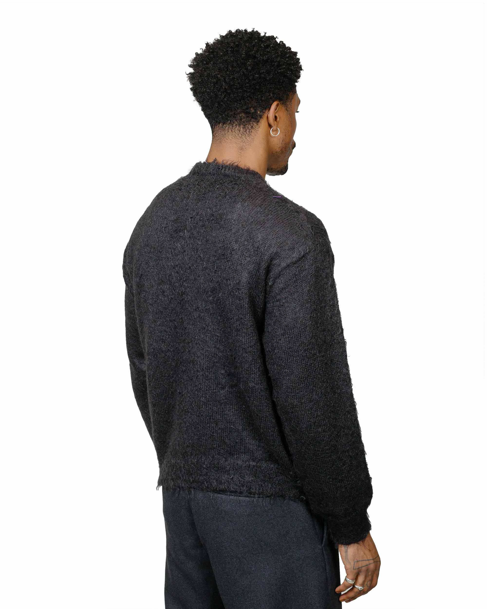 Auralee Brushed Super Kid Mohair Knit Cardigan Ink Black