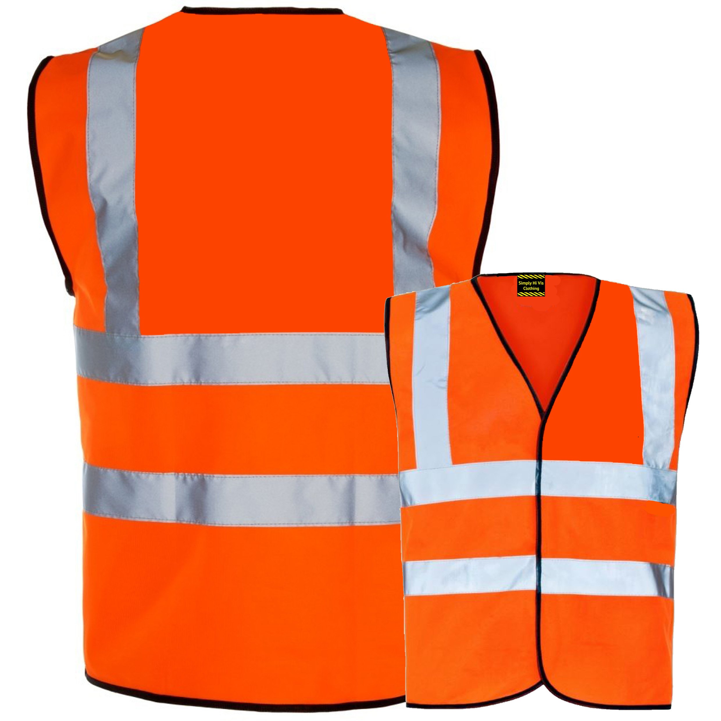 Budget Yellow Orange Hi Vis / Viz Safety Vest, Waistcoat, Tabard