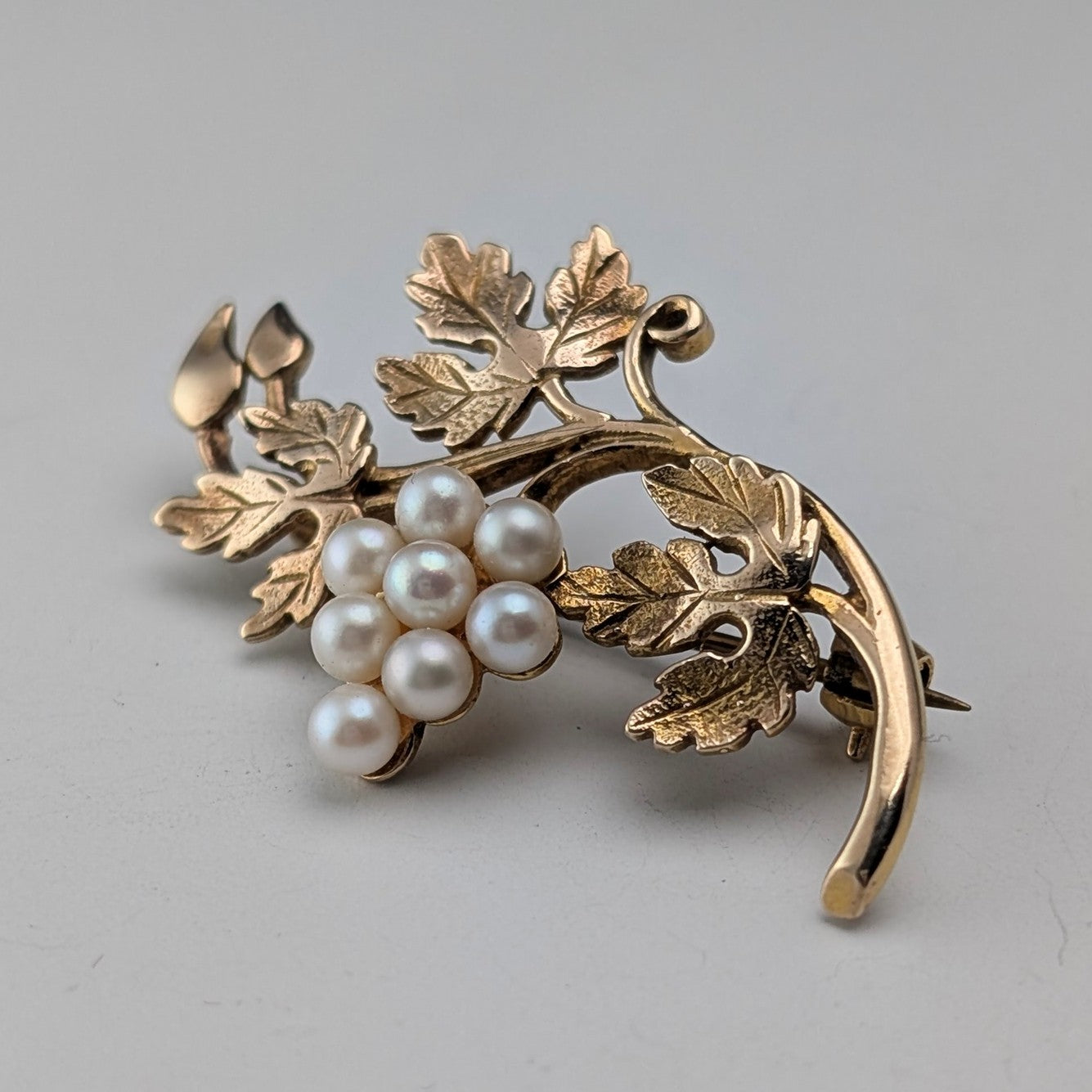 アンティーク 9ctゴールド＆パール グレープブローチ ケース入