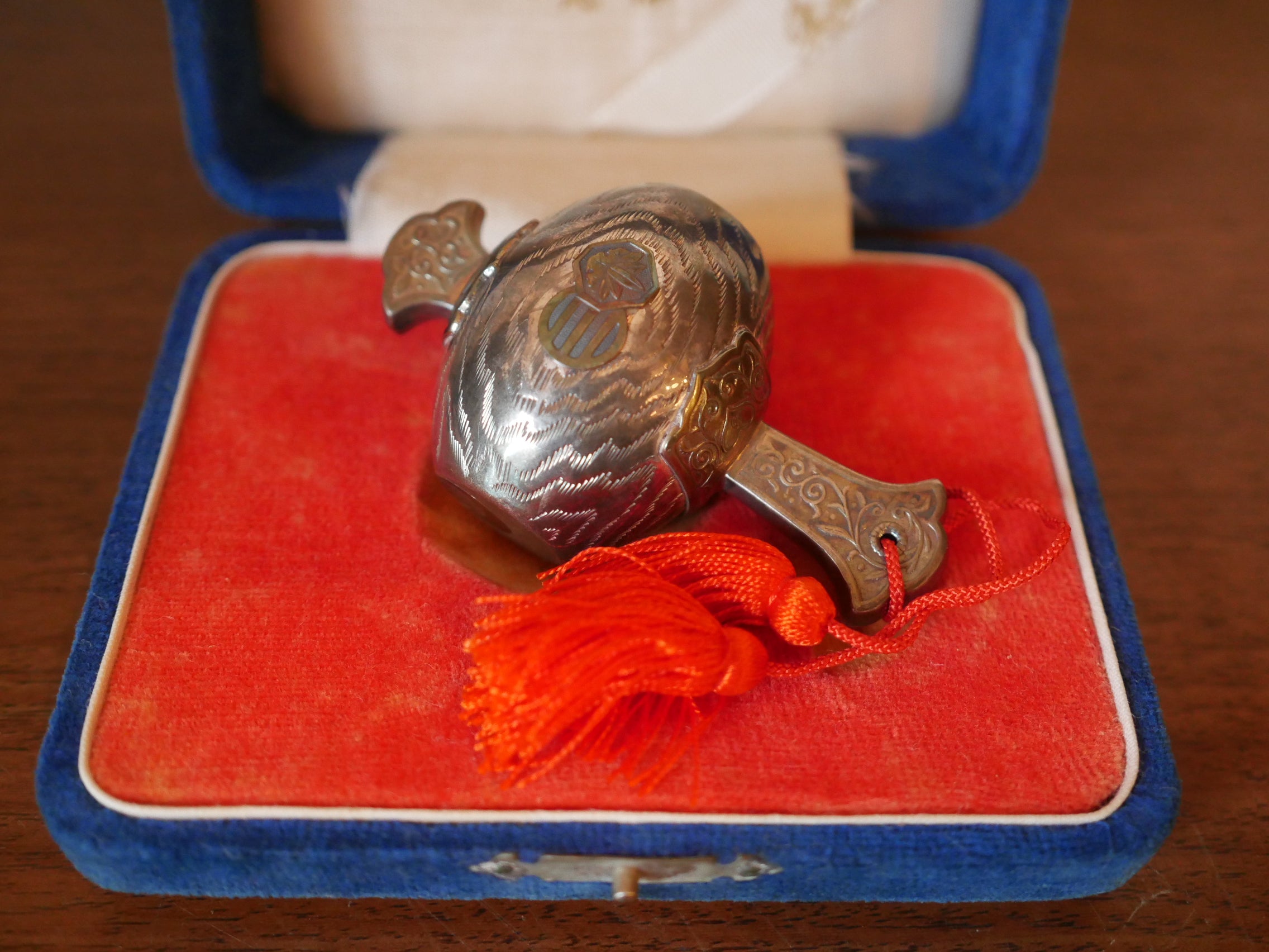 純銀製 【小槌型ボンボニエール/爪楊枝入れ】 戦前 東京銀座 松屋呉服