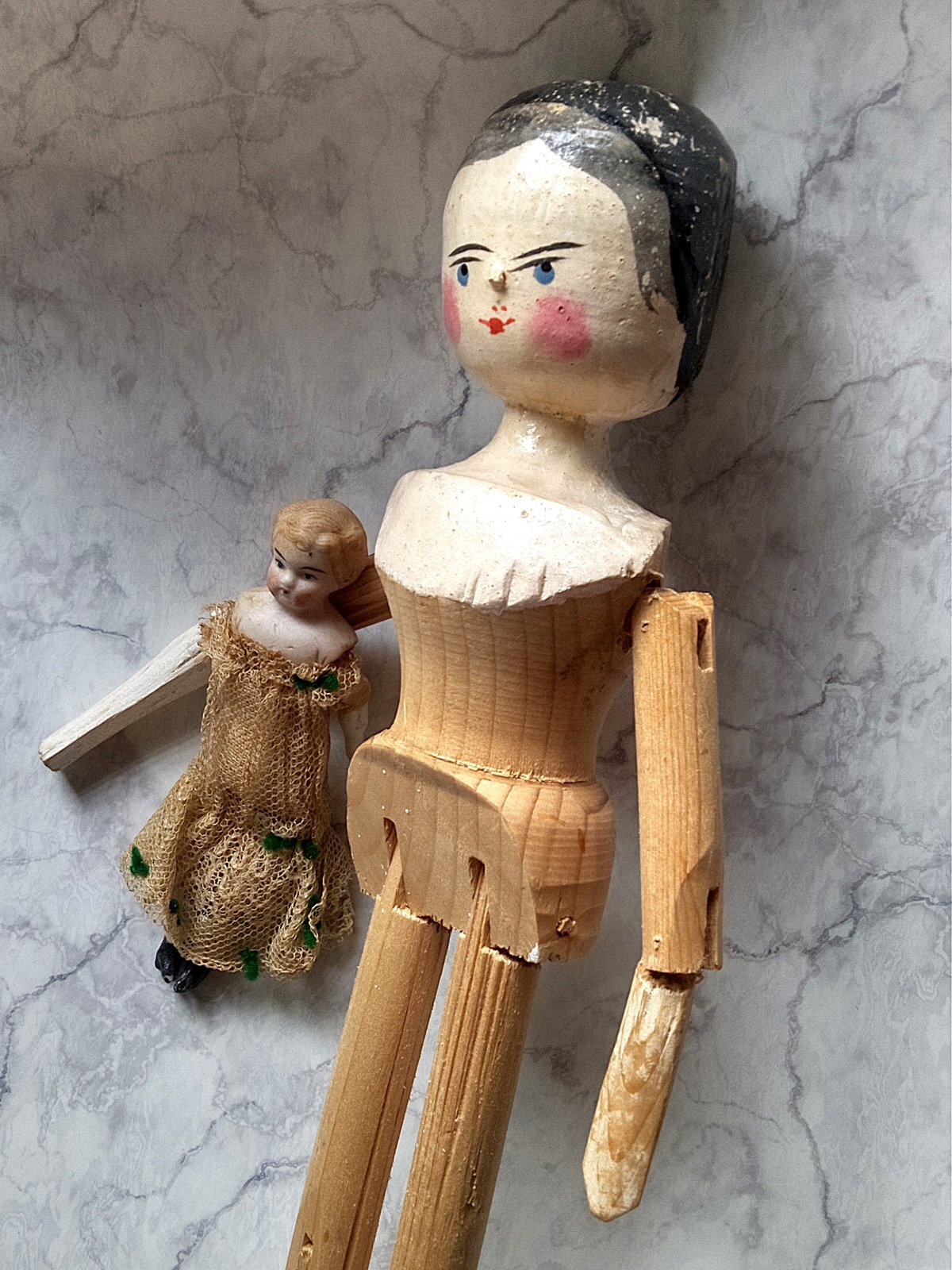 ペグドール オランダ人形 29cm 人形の家 アンティークのウッデン