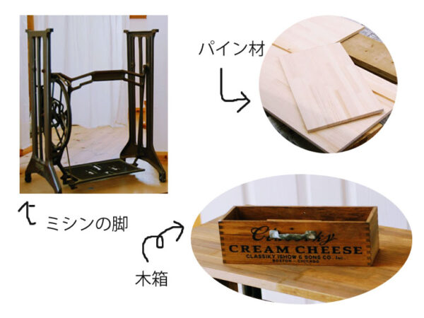 もらったミシン脚をテーブルにリメイク！引き出しも付けたよ - スプンク