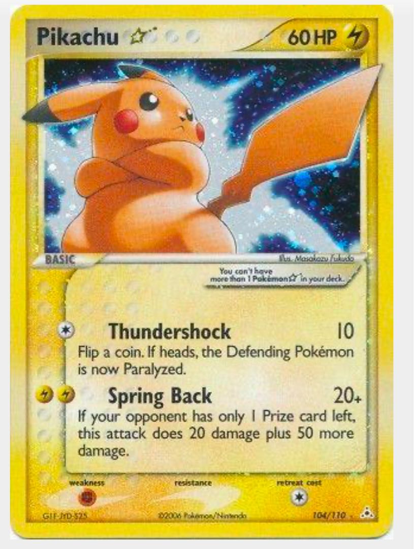 ピカチュウ ゴールドスター 英語版 pikachu gold star pokemon card 1