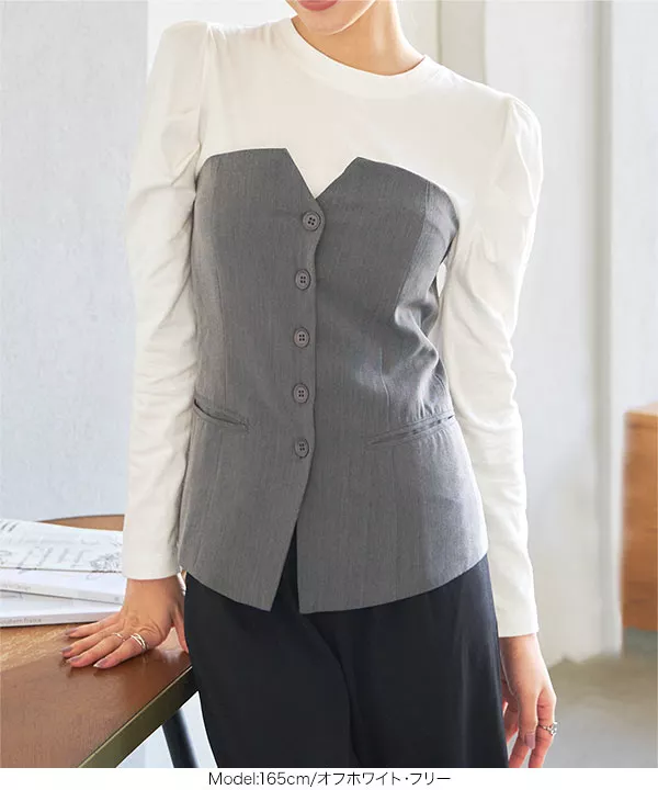 コットン100% ]ショルダーデザインクロップドトップス [C6872