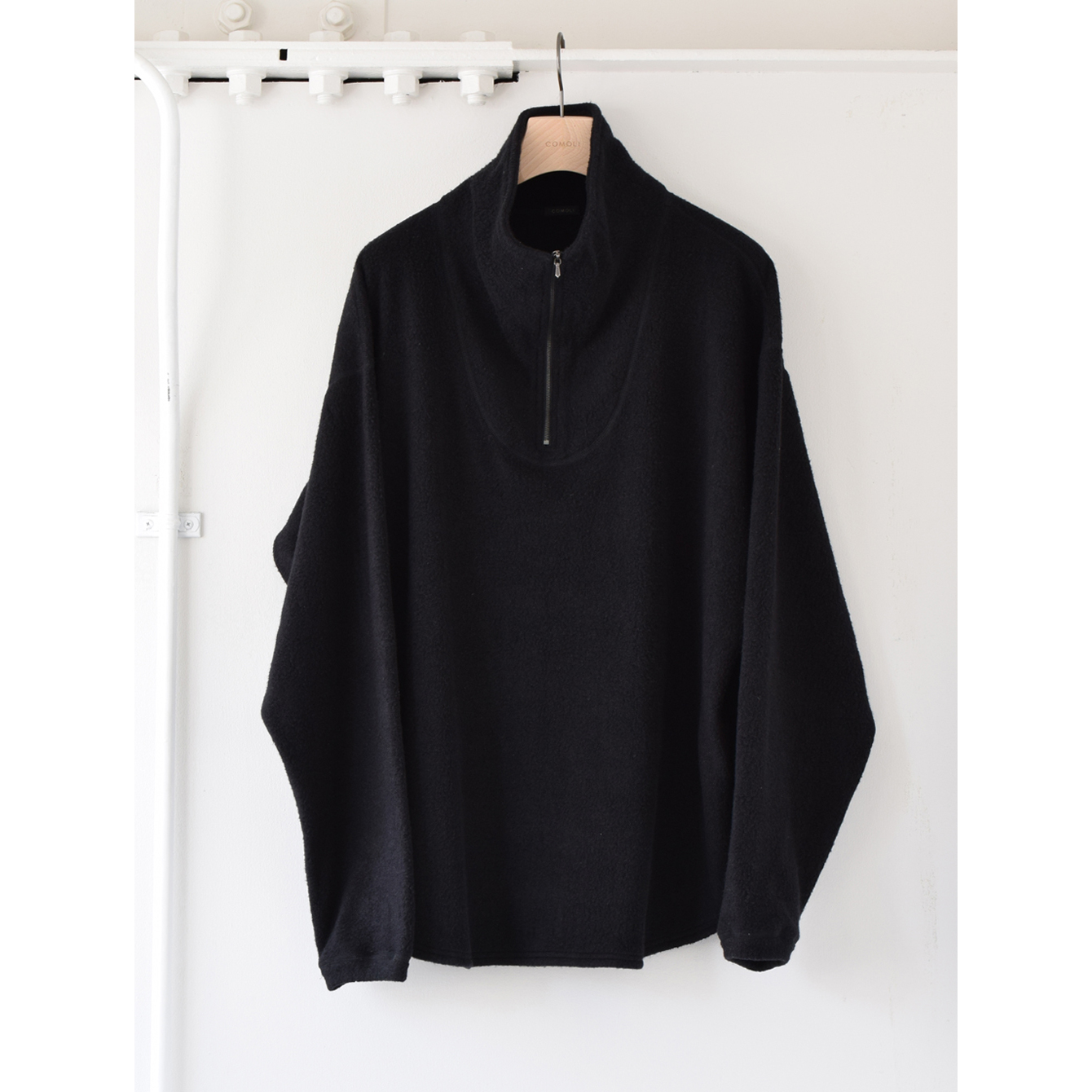 COMOLI / コモリ | シルクフリース ハーフジップ プルオーバー - Navy