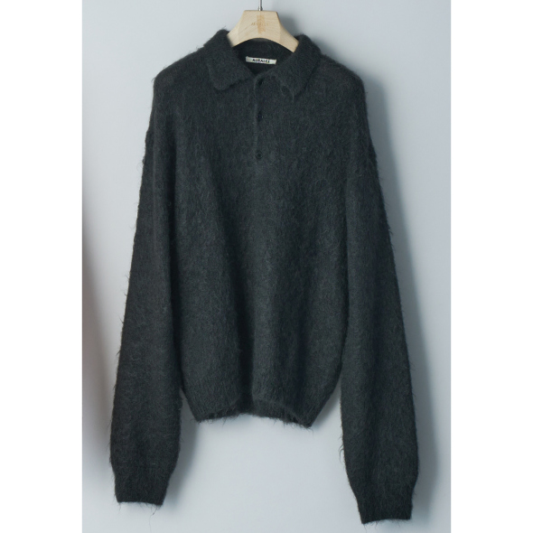 AURALEE / オーラリー | BRUSHED SUPER KID MOHAIR KNIT POLO (メンズ