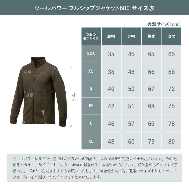 WOOLPOWER FULL ZIP JACKET 600 / ウールパワー フルジップジャケット