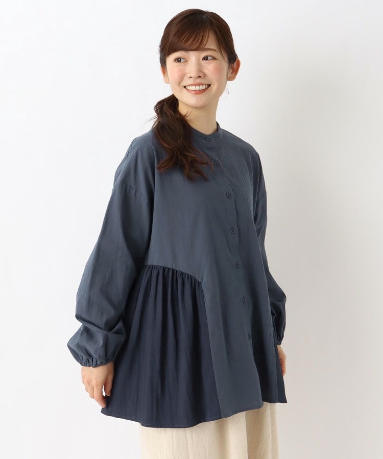 ワンズテラスオリジナル】異素材切替デザインブラウス（シャツ