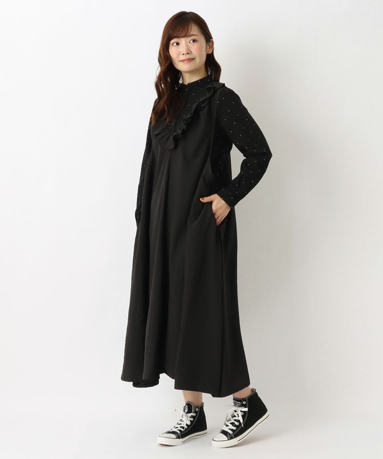 衿フリル ノースリーブワンピース（マキシ・ロングワンピース） | one