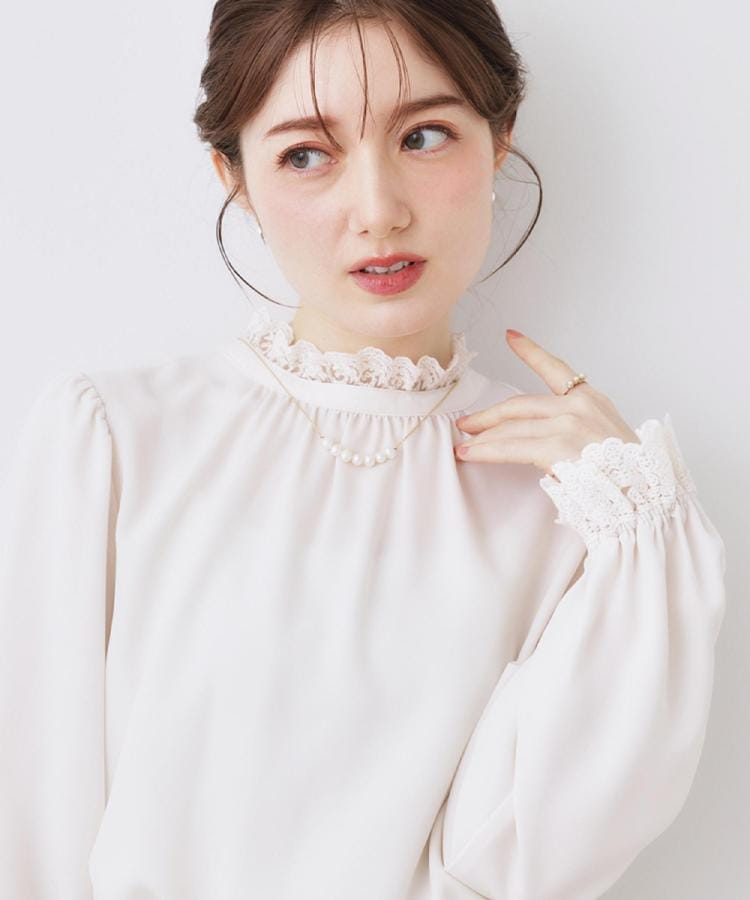 2WAY・ハレの日・通勤】エンブロレースブラウス（シャツ・ブラウス