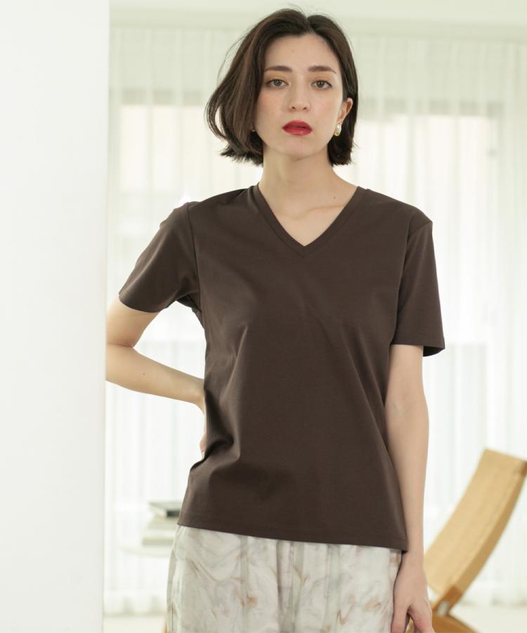 5色展開/SS-LLサイズ》VネックベーシックTシャツ【接触冷感/洗濯機洗い