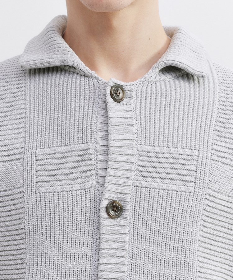 畦編みチェック ニットカーディガン（カーディガン/ボレロ） | TAKEO