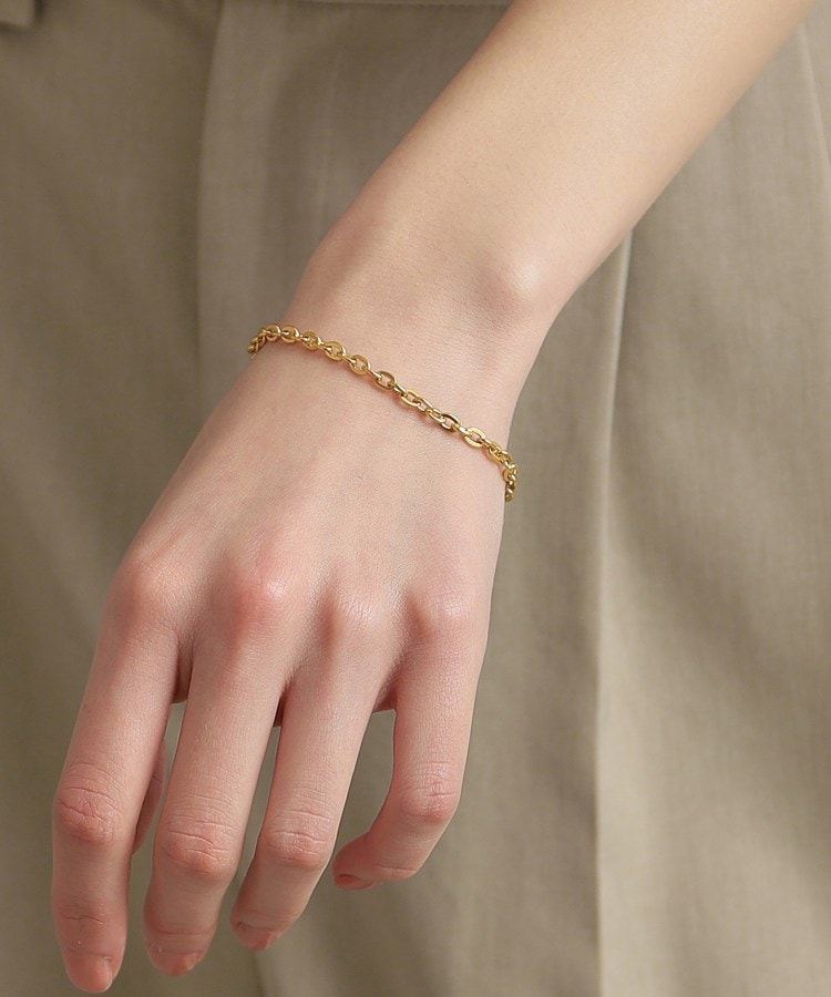 シルバー デザインチェーン フラットオーバルリンクブレスレット GP