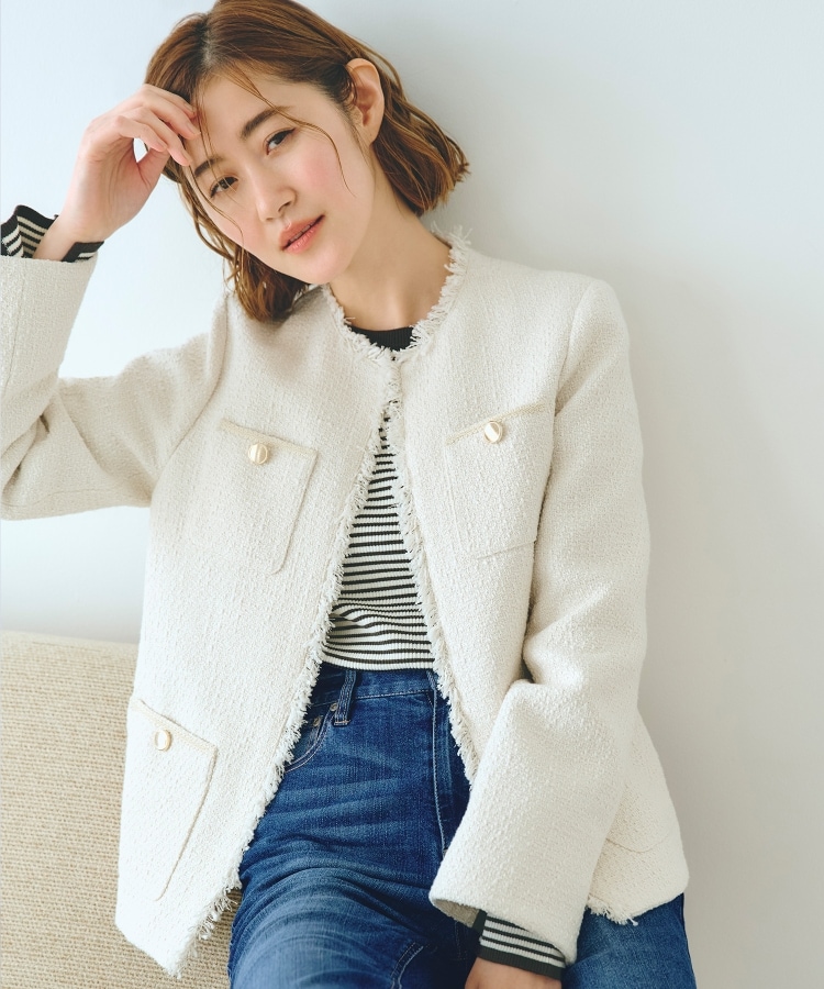 フリンジツイードジャケット（ノーカラージャケット） | grove