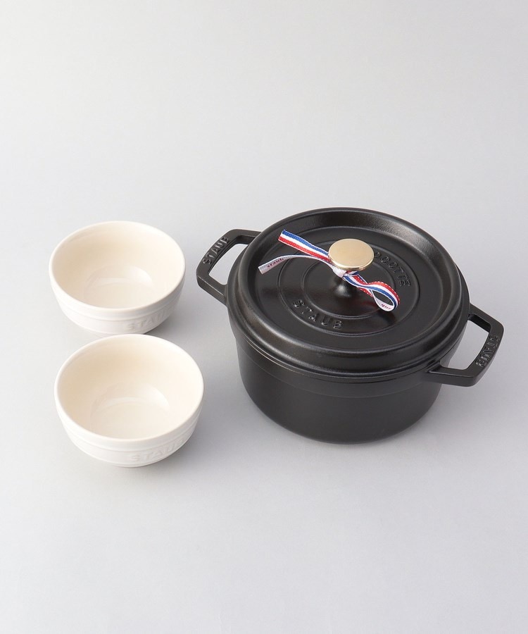 ◇Staub R20cmブラック＋ボウル×2ps セット ＜staub ストウブ＞（鍋
