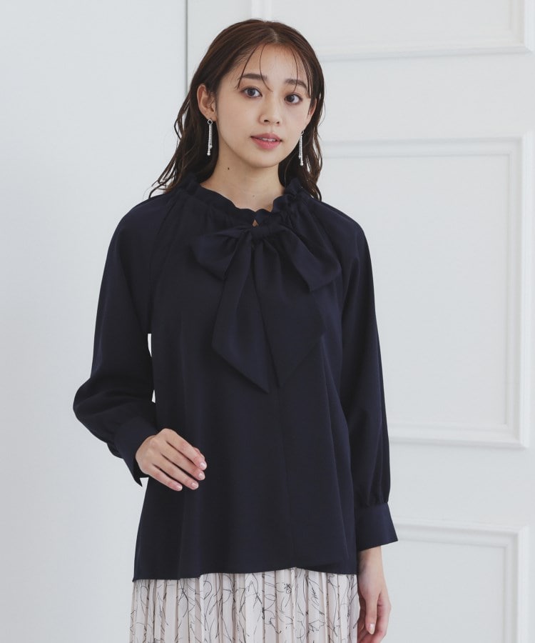 フリルギャザーボウタイブラウス【洗濯機可】（シャツ・ブラウス