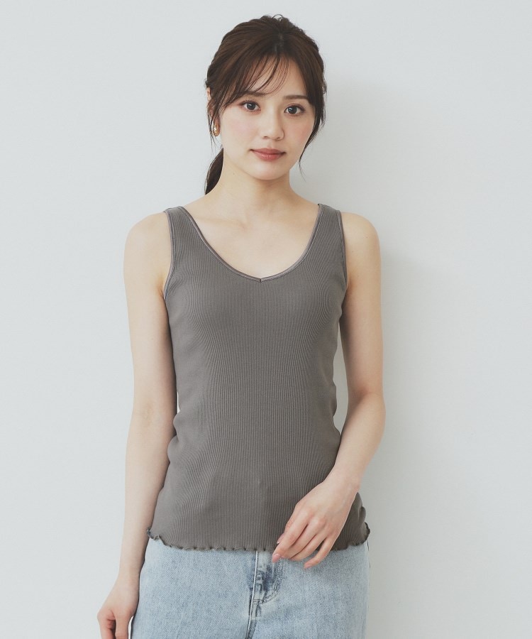 前後2WAY サテンパイピングリブタンクトップ【洗濯機洗い可】（タンク