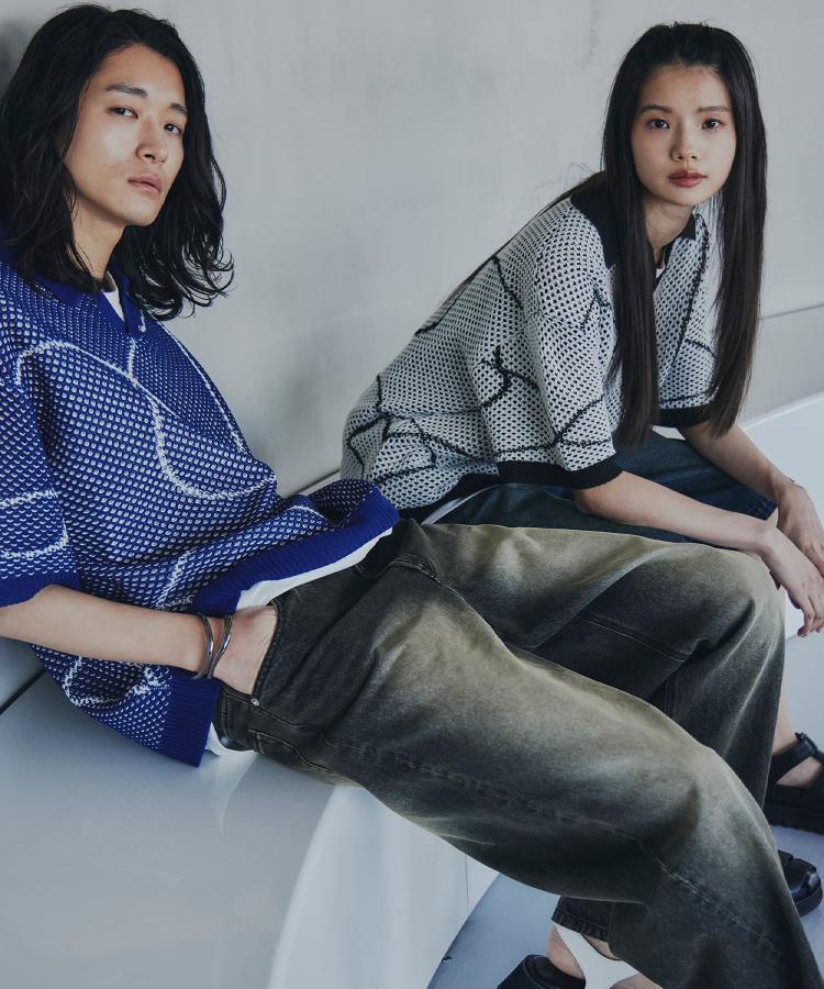 ラインアートニットポロ（ニット/セーター） | tk.TAKEO KIKUCHI