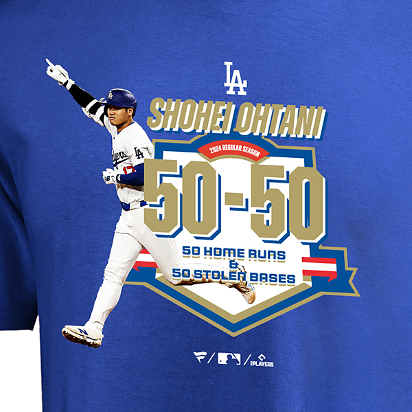 大谷翔平 50-50 Club 達成記念Tシャツ ブルー(S nocolor): 野球