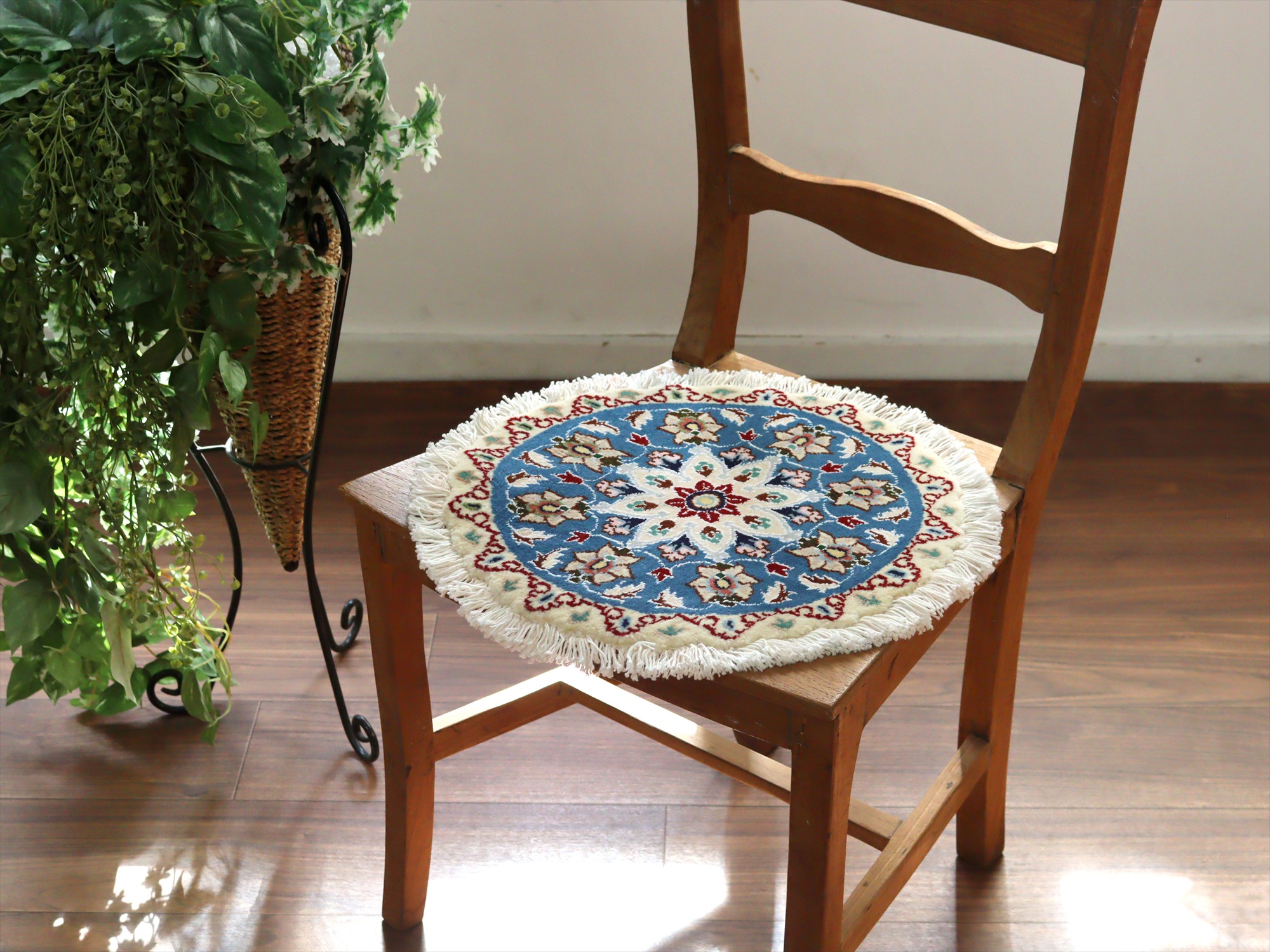 キリムスタイル / ペルシャ絨毯 ナイン 円形38cm Nain 9La/ブルー