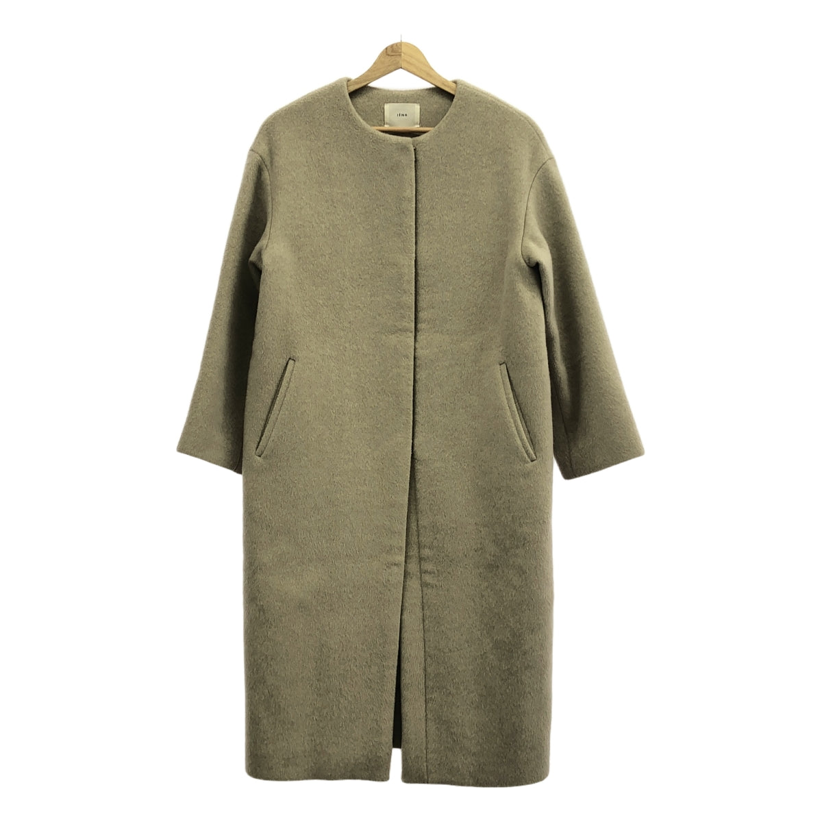 IENA / イエナ | ラムウール ノーカラー コート | 34 | ナチュラル