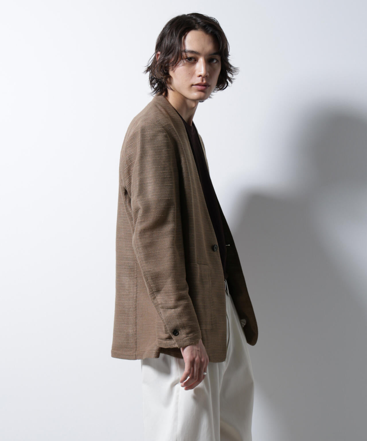 スラブラメ ノーカラージャケット