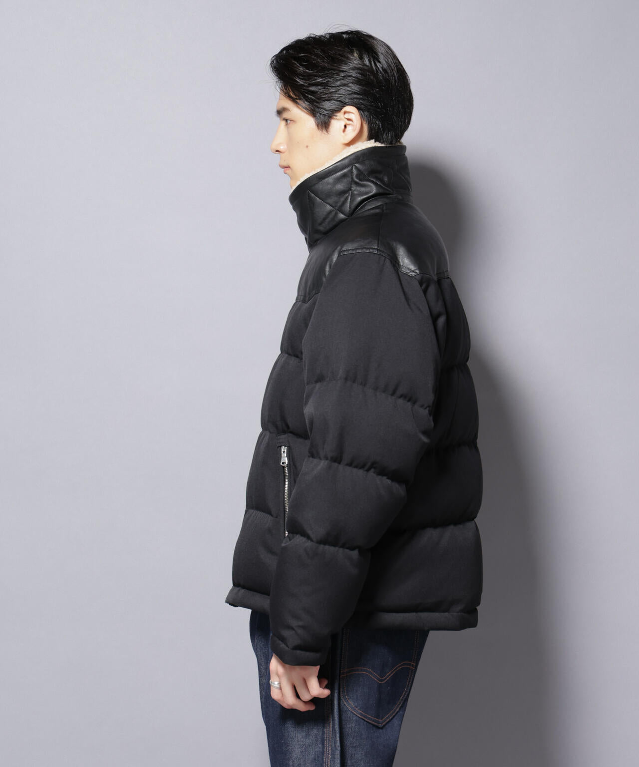 西川ダウン(R)」ボアカラーサージショートダウン