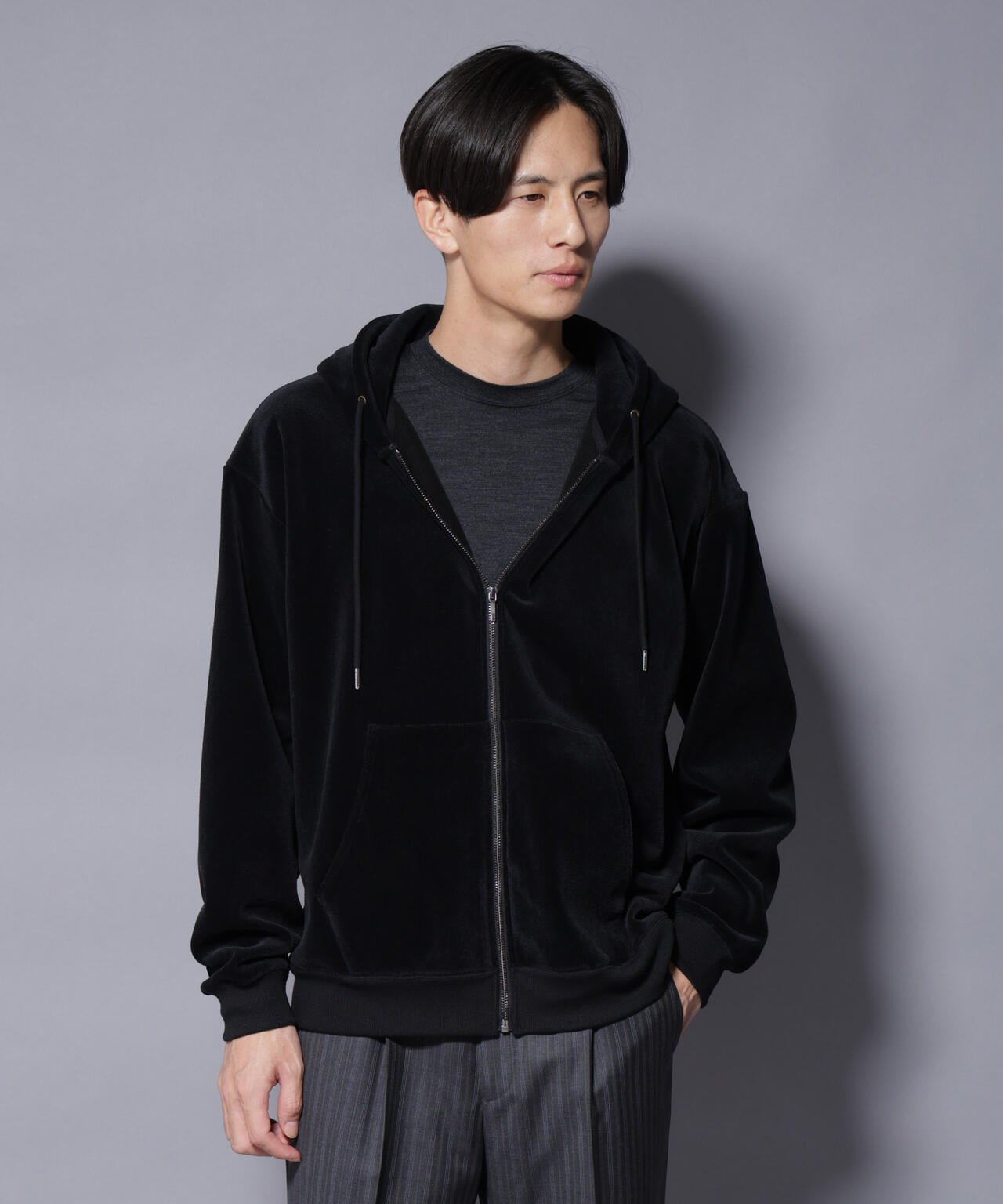 クロコ加工フリース ZIPパーカ