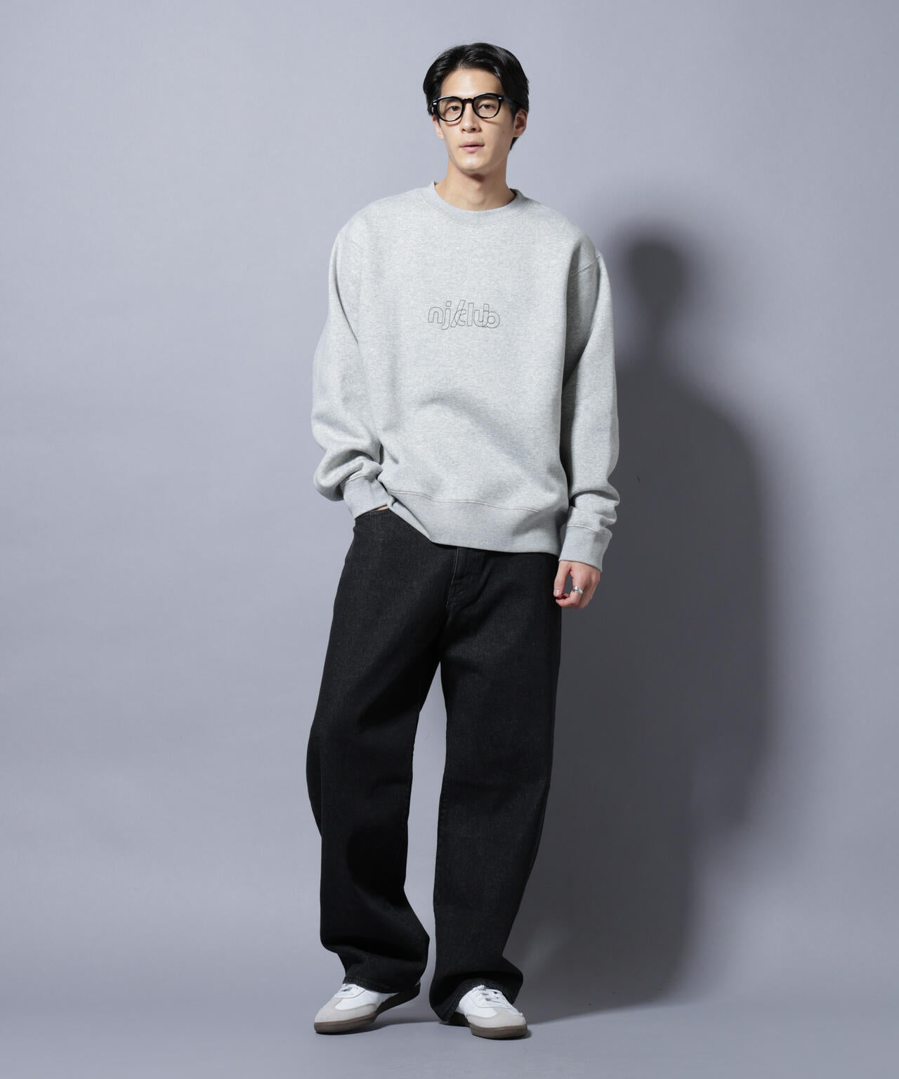 NJ/CLUB」裏起毛 ジャージークルーネックスウェット