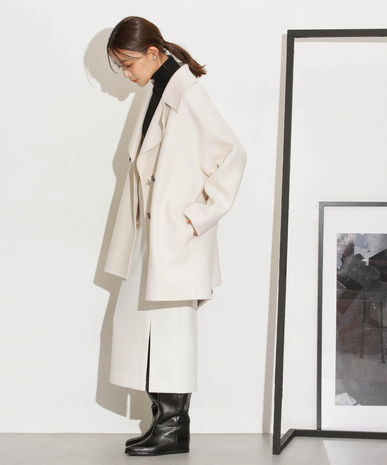 スーパー140ウールリバーミドルコート