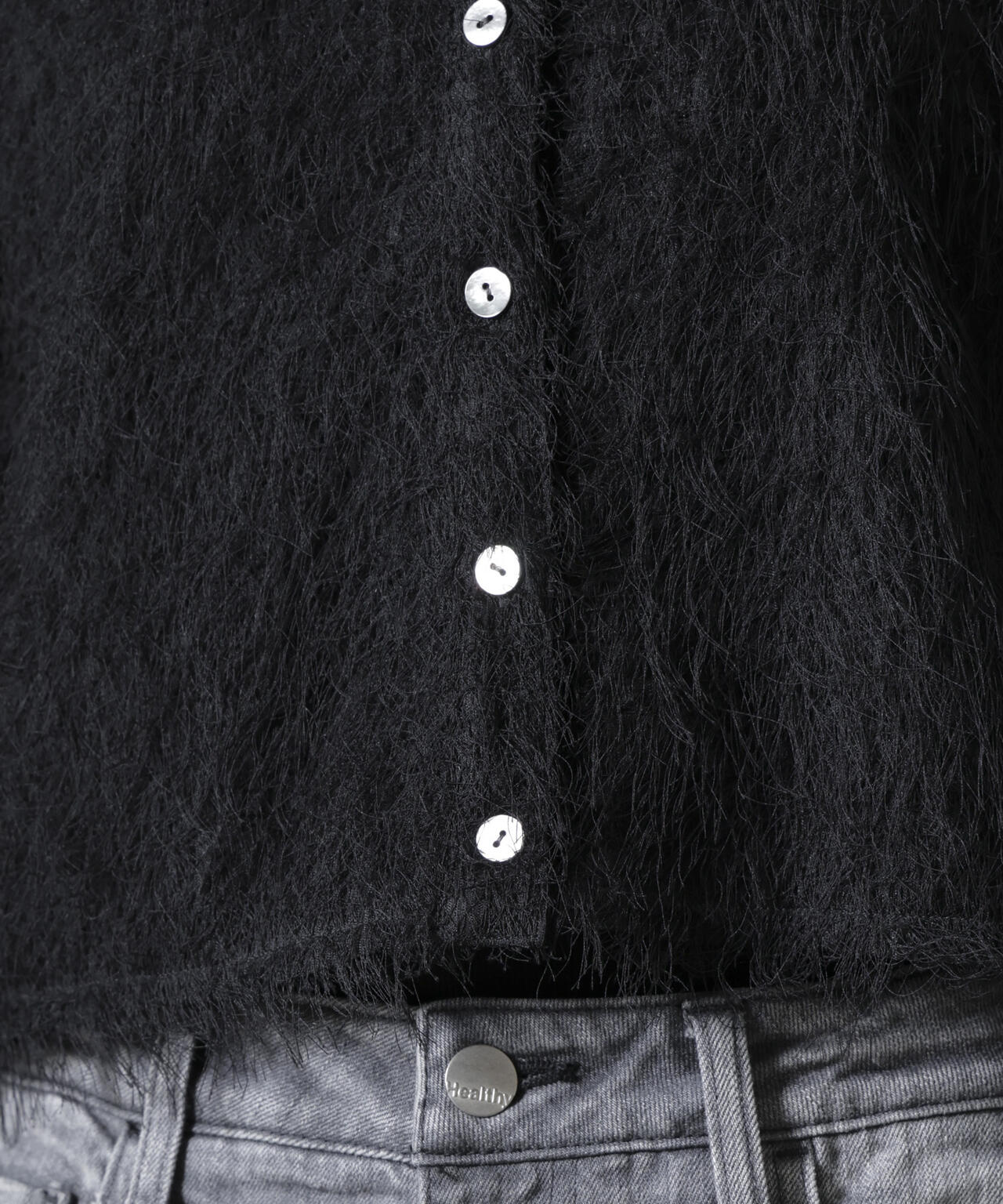 フリンジ ジャガード クロップド シャツ ( セットアップ 可)