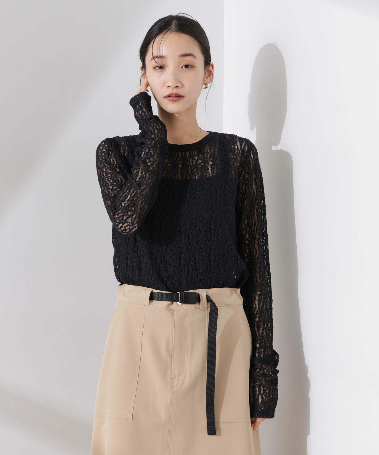 シアー レース カット トップス